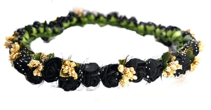Loops n knots Women's Black & Golden Floral Tiara/Crown/Headband for Girls Hair Accessories for Birthday, Party