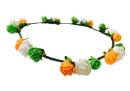 Loops n Knots Flora Collection Tri-Colour Tiara/Crown/Headband For Girls & Women - Hair Accessories For Republic Day Independence Day