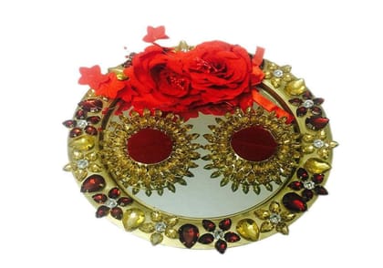 LOOPS N KNOTS Red Desire Wedding/Engagement/Ring Ceremony Plate/Platter/Decorative Plate with 2 Ring Holder (rp015)