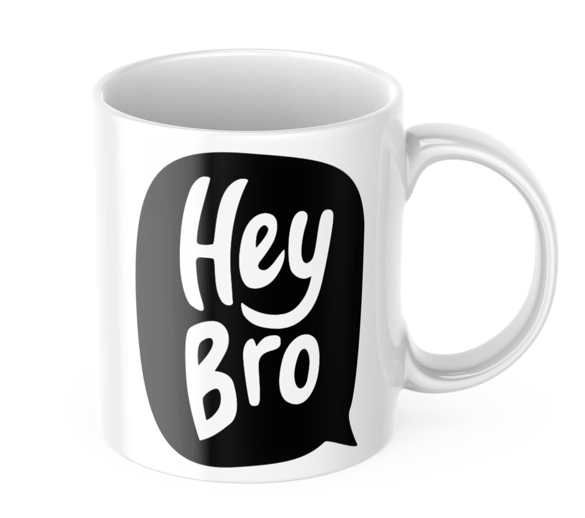 LOOPS N KNOTS ? Hey Bro Coffee Mug or Cup Combo Pack for Gifting Purpose, Gift for Brother : Printed Mug for Brother