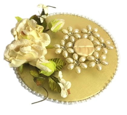 Loops n Knots Texture Wooden Golden Floral Wedding RingTray / Engagement Ring Platter Wedding Ring Platter