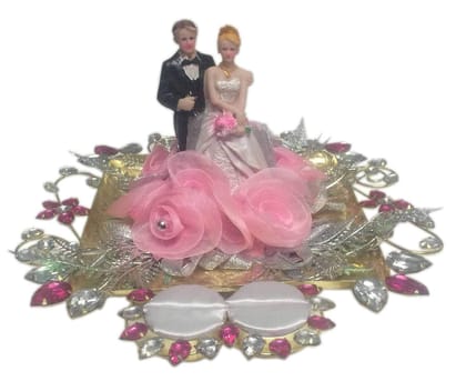 Loops n Knots Pink Wedding Ring Tray / Engagement Ring Platter with 2 Ring Holders