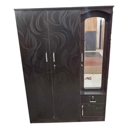 2 Doors Black Wooden Wardrobe, With Locker