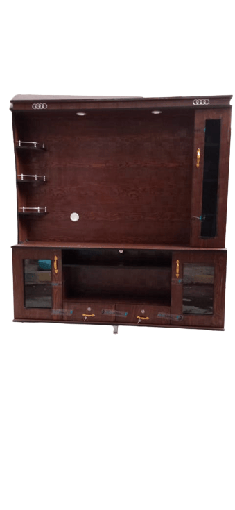 Brown Polished Wooden Particle Board TV Unit, For Home And Hotel