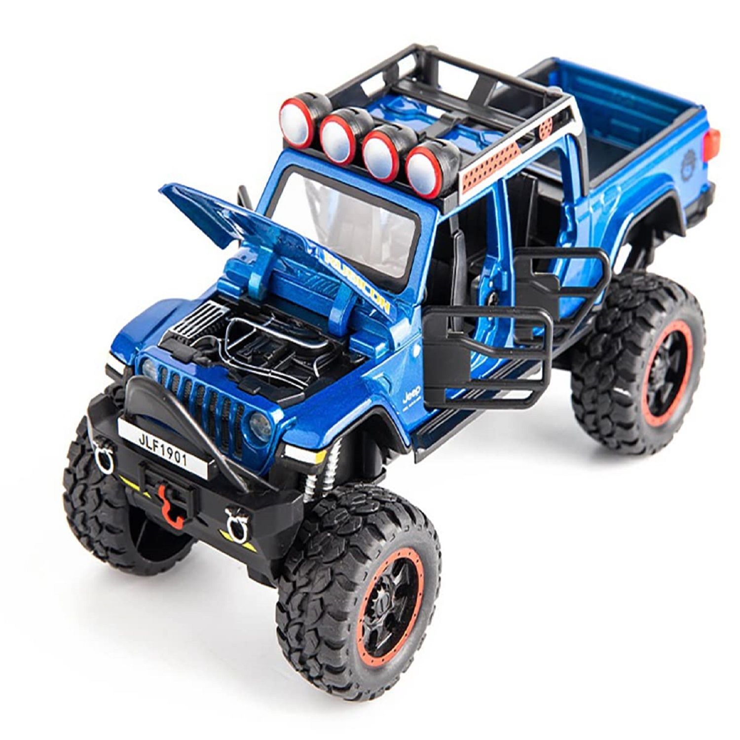 KTRS ENTERPRISE 1:32 Scale Die-Cast Rubicon Off-Road Jeep Car with 4 Openable Doors Music,Pull Back Action & Glowing Head & Tail Lights