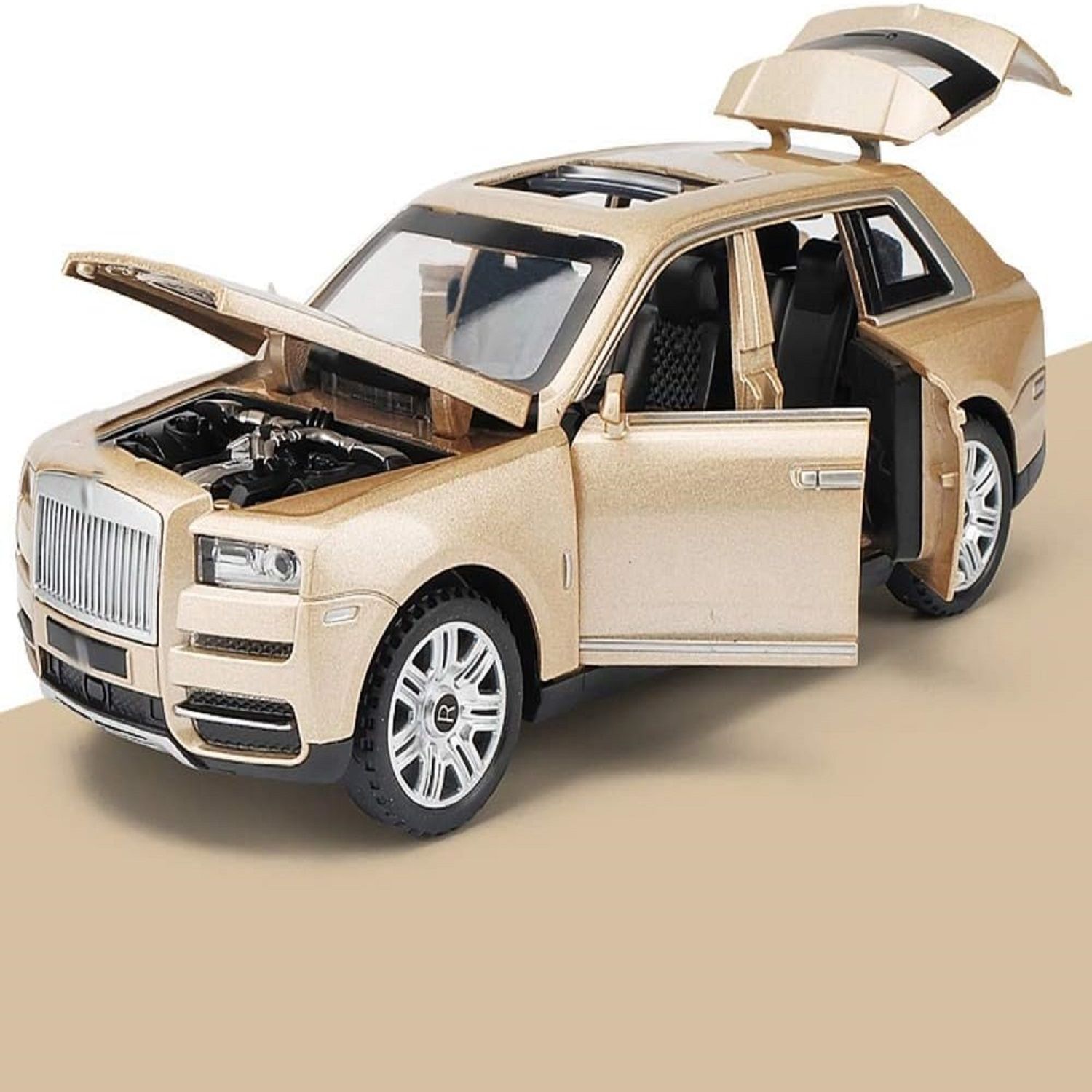 KTRS ENTERPRISE 1:32 Rolls Royce Cullinan Diecast Metal Pullback Toy car with Openable Doors & Light, Music Boys Gifts Toys for Kids - Multicolor