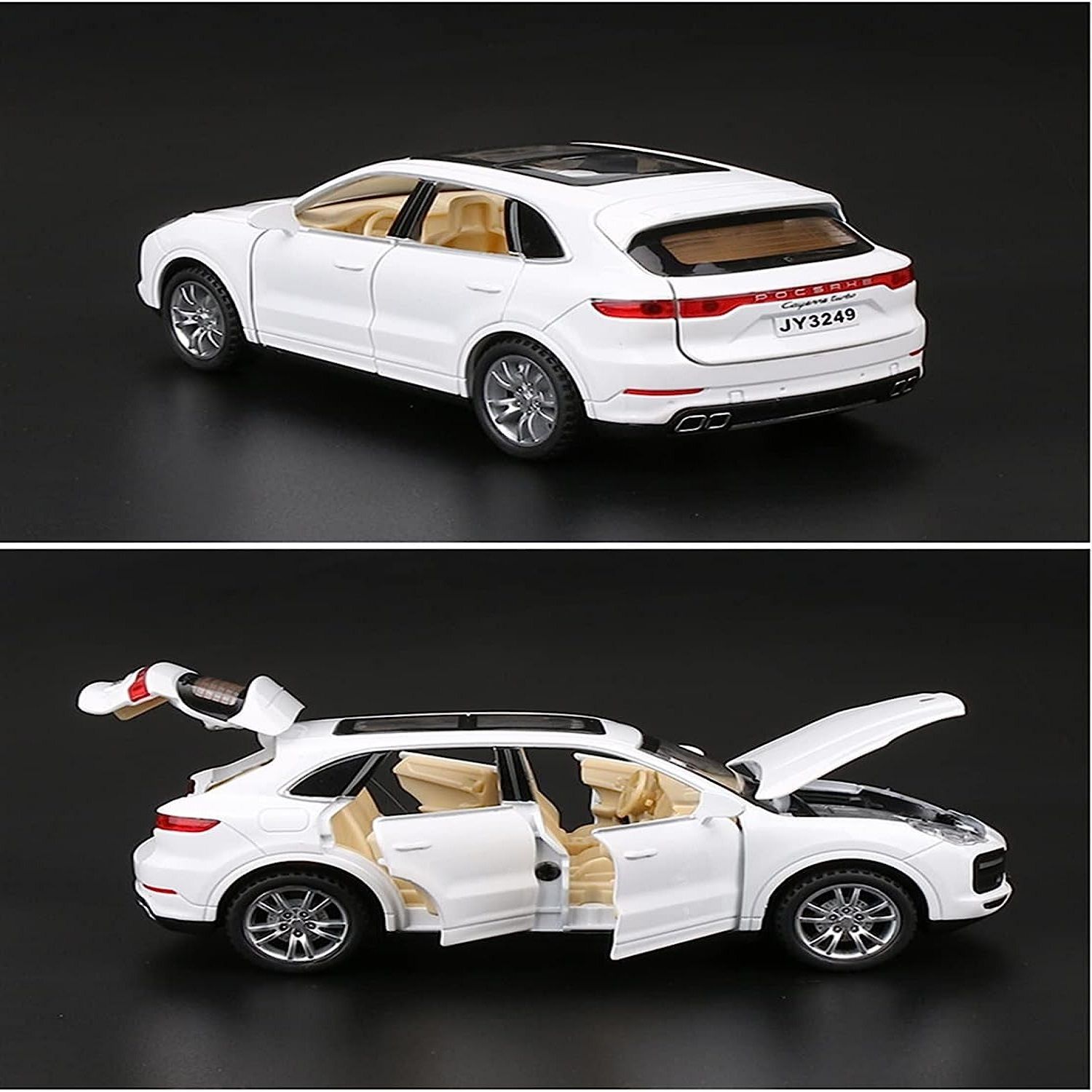 KTRS ENTERPRISE 1:32 Diecast Porsche-Cayenne Turbo Car Model Toy Vehicle Alloy Pull Back Sound Light Sports Car Toys for Children Kids Gifts