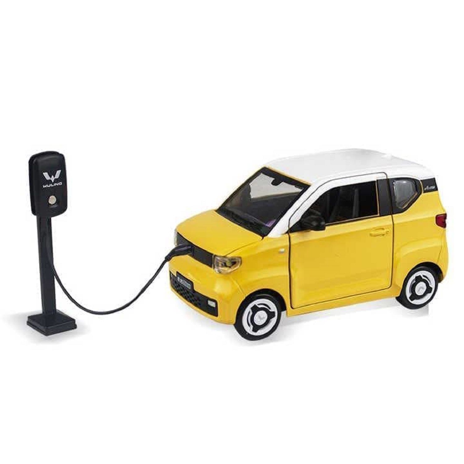 KTRS ENTERPRISE 1:24 for W-LHG Mini EV with Bicycle  Alloy Diecast Model Vehicle Sound Light Gift Collection Lovely 1:16 Scale 4WD Simulation LED Truck Decoration