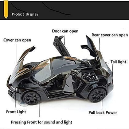 KTRS ENTERPRISE 1/32  Hyper Sport Diecast Metal Pullback Toy car with Openable Doors & Light, Music Boys car for Kids Best Toys Gifts Toys