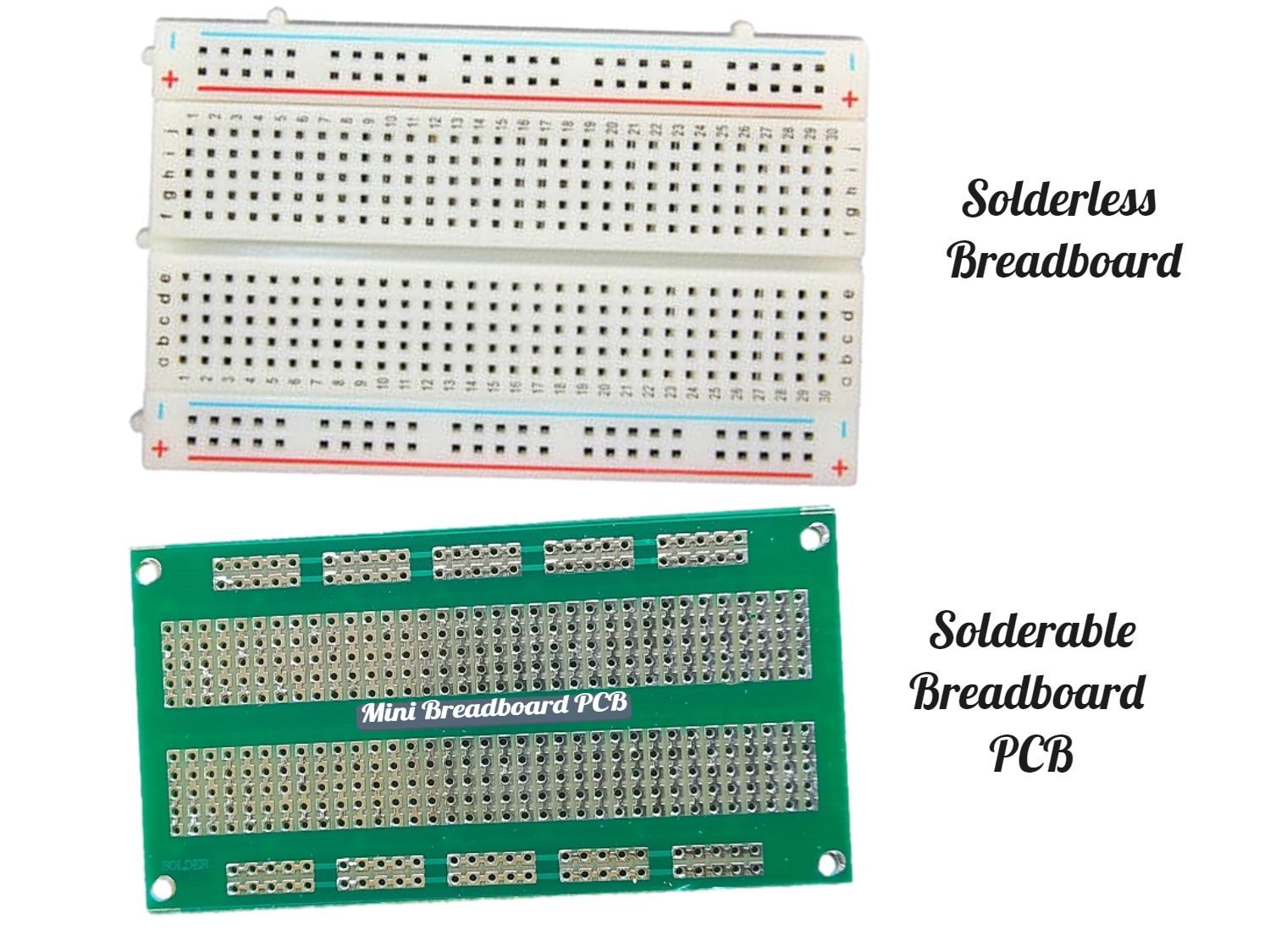 Solderless Breadboard And Solder able Breadboard PCB - One Piece Each