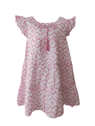 Girls Calf Length Casual Dress  (Pink, Fashion Sleeve)