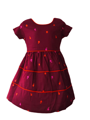 Girls Beautiful floral prints Marron Short Sleeve Dress