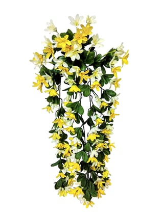 Artificial Ivy Leaf Garland Vine Decorative Wall Hanging Flowers Garland Vine for Party Wedding Office Home Decor，7 Colours Wreaths (Color : Yellow)