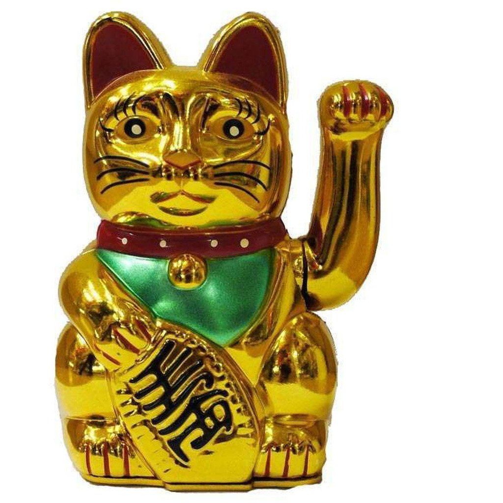 Lucky Cat for Wealth/Home Decor/Office Decor/Gift Decorative Decorative Showpiece - 11 cm  (Plastic, Gold)