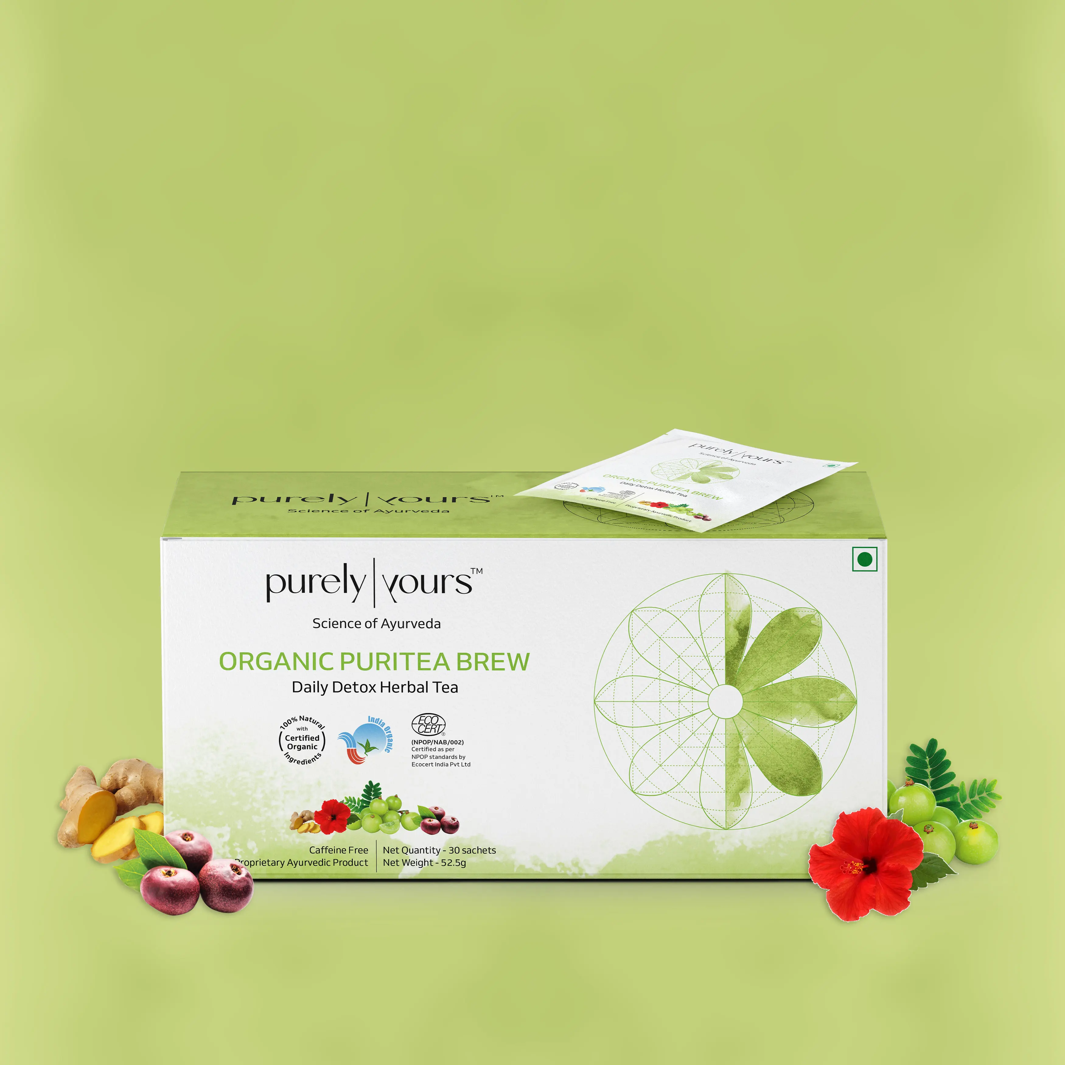 Purely Yours Organic Puritea Brew  Daily Detox Herbal Tea