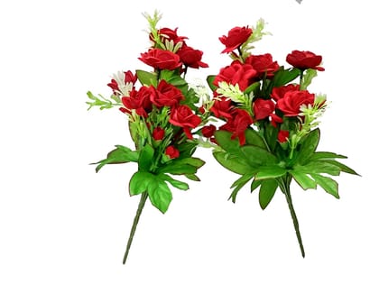 Red Rose Artificial Flower  (18.5 inch, Pack of 12, Flower Bunch)