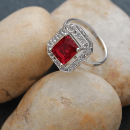 Zeello Ring for girls and women | Red colour ring| Perfect for your dress | Adjustble finger ring