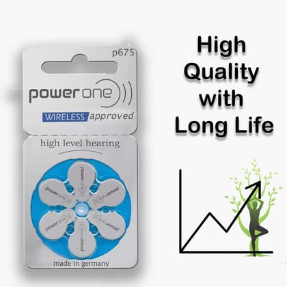 Power One Hearing Aid Battery Size 675, Pack of 12 Batteries, 2 Strips