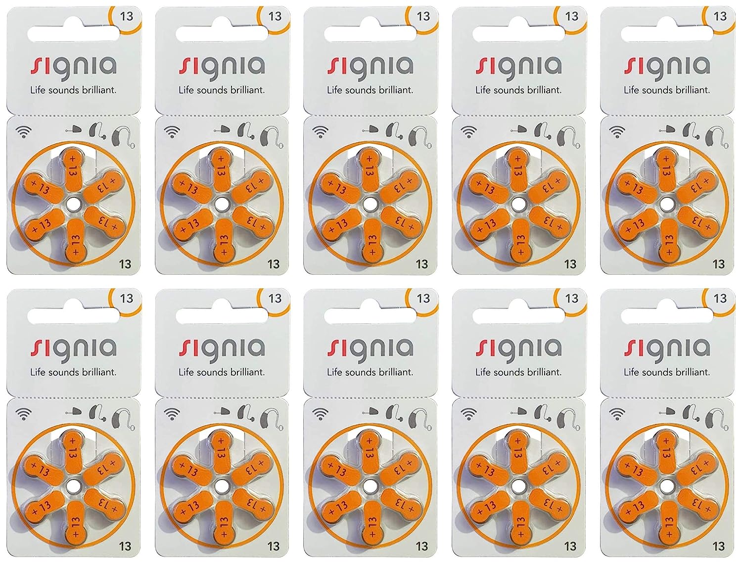 Signia Hearing Aid Battery Size 13, Pack of 60 Batteries