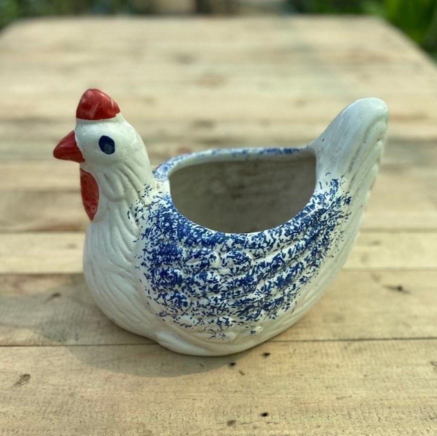 6 X 8 Inch White Cute Chicken Designer Ceramic Pot