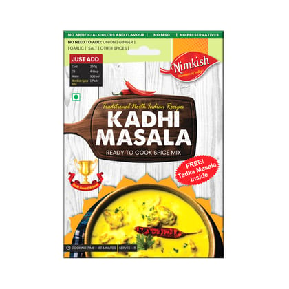 Nimkish Kadhi Masala (Pack of 2, 50g each), FREE 2 Packs of Dal Tadka Masala (10g each), Ready to Cook Spice Mix
