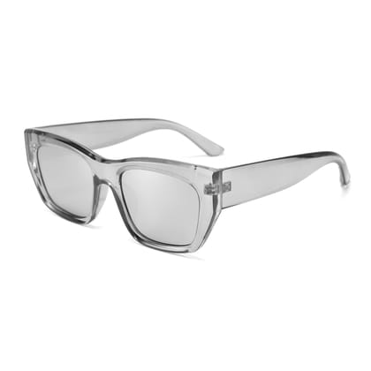 Eyenaks Full Rim Retro Unisex Sunglasses | UV400 Protection | Retro Street Wear Design | Durable Metal Hinges | Mirrored Lens | Pack Of 1 (Grey)