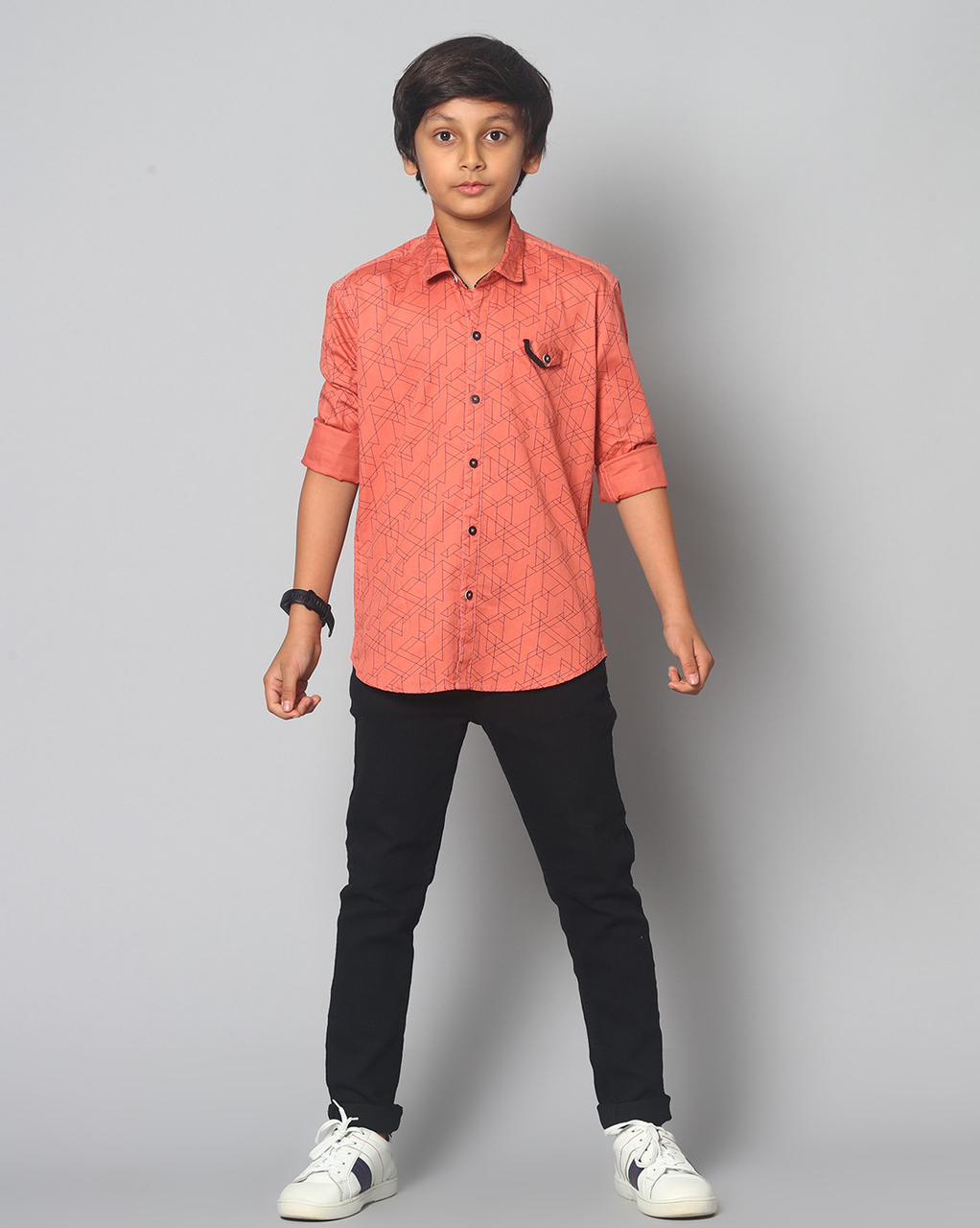 Boy's Printed Shirt (Orange)