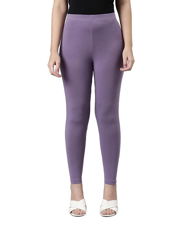 Maya Boutique Women Mid Rise Cropped Length Leggings-Dusty Purple