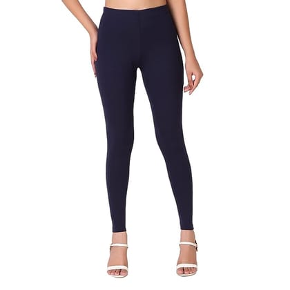 Maya Boutique Women Solid Ankle Length Leggings-Navy Blue