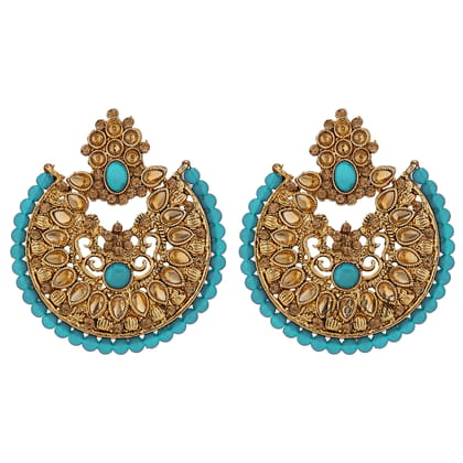 LIVE EVIL Maang Tikka With Earrings Set Gold Plated Light Blue Kundan Earring Set with Maang Tikka for Women| Kundan Fashion Jewellery For Girls | Religious & Traditional|Wedding Gift