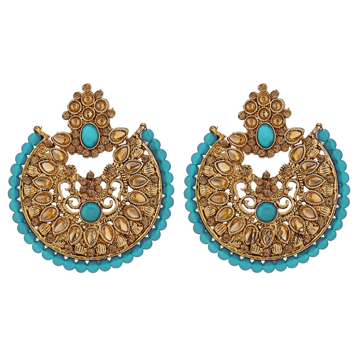 Flipkart.com - Buy KRIX FASHION Sky blue jhumki earrings for women oxidised  jhumka sky blue earrings Pearl Metal Earring Set Online at Best Prices in  India