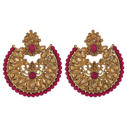 LIVE EVIL Maang Tikka With Earrings Set Gold Plated Pink Kundan Earring Set with Maang Tikka for Women| Kundan Fashion Jewellery For Girls | Religious & Traditional|Wedding |Bridal Gift