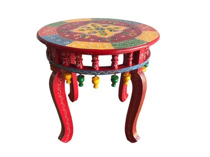 HERITAGE DIVINE Wooden Round Shape Handmade Table (Wood, 48X24X18)