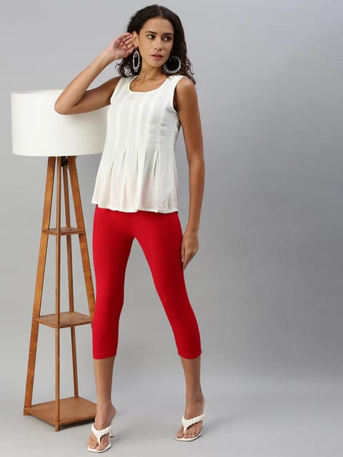 Prisma Red Ankle Leggings - Stylish and Comfortable