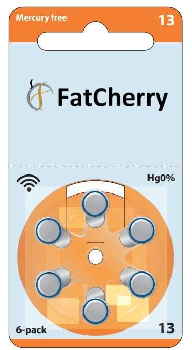 FatCherry Hearing Aid Battery (by Power One Germany) Size 13, Pack of 6 Batteries