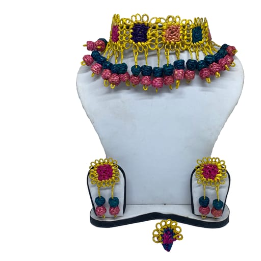 Art Flower Jewellery Combo Set For Women & Girls