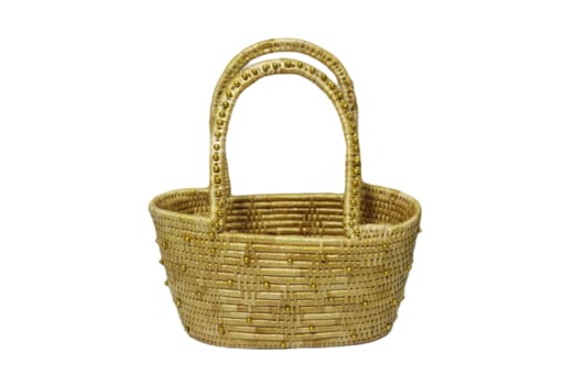 Handmade Sikki Grass/ Natural Fiber Basket (Color- Natural Golden) - Grass Fruit & Vegetable Basket  (Gold)