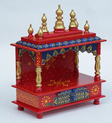 Wood To Cart® Beautiful MDF Wooden Temple/Pooja Mandir for Home and Office/Wall Mounted Temple/Puja Stand (Multicolor - 15x8x18 inches)