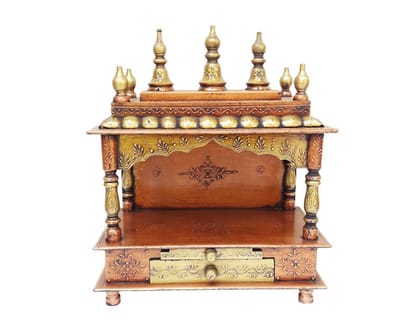 Wood To Cart Beautiful MDF Wooden Temple/Pooja Mandir for Home and Office/Wall Mounted Temple/Puja Stand (Copper - 15x8x18 inches)