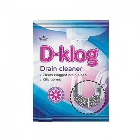 D-Klog Drain Cleaner Powder, Removes Clogs and Blockages in Washbasin, Sinks, Pipes Within 30 Minutes (Pack of 10))