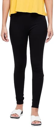 Women's Regular Fit Leggings  (BLACK)