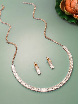 Gold Plated Crystal Necklace Jewellery Set With Earrings Suited For Party Wedding Festive For Women