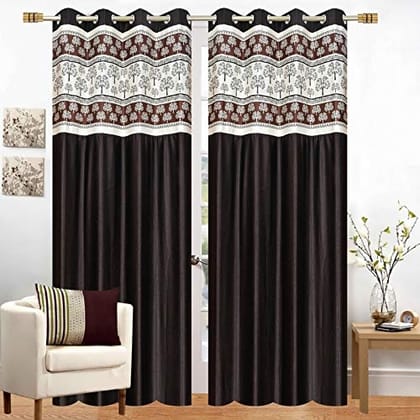 Premium Tree Patch Design Door Curtain and Parda Screen - Colour Coffee