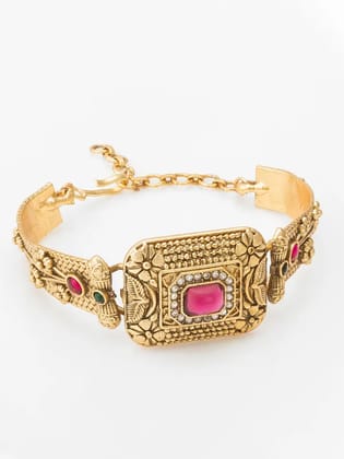 Gold Plated Antique Design Freesize Bracelet for Women