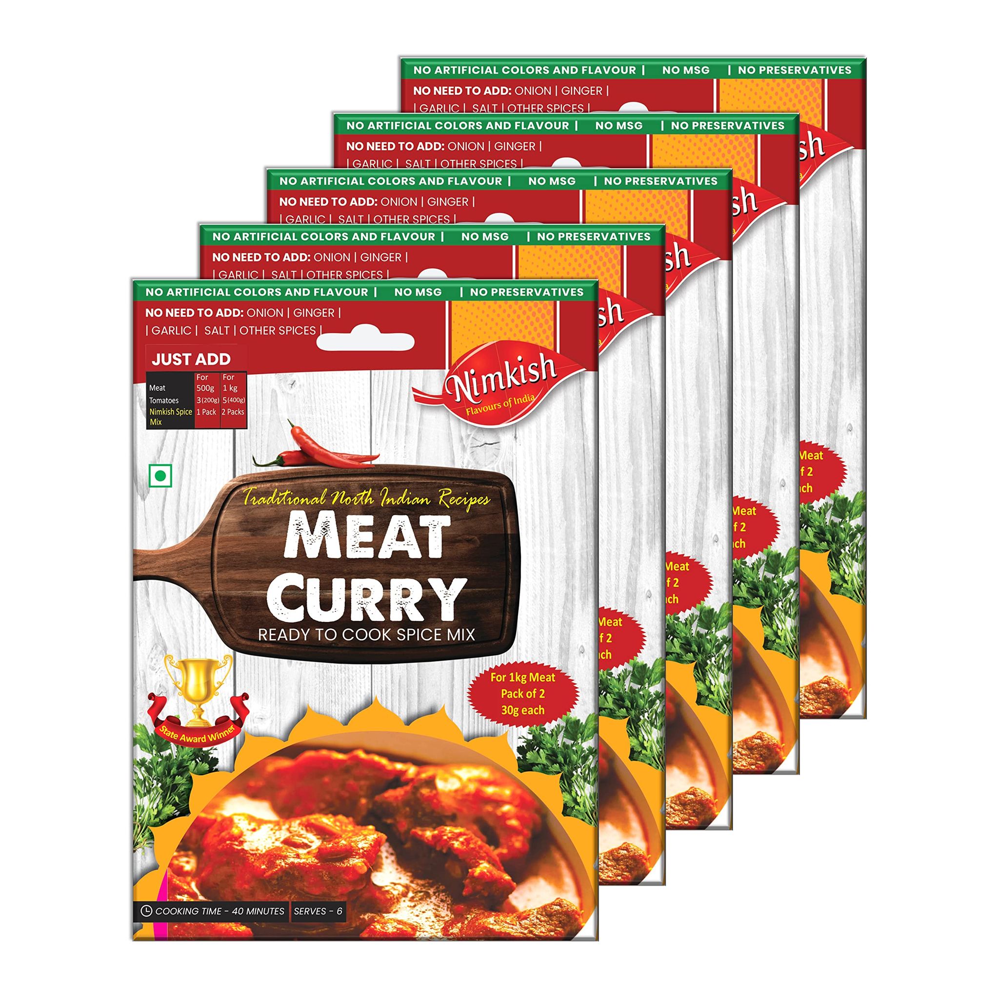 Nimkish Meat Curry Masala Ready to Cook Spice - 60 gram in each pack