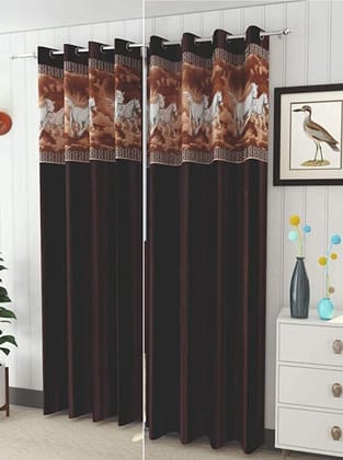 Long Crush Patch Curtain BROWN HORSE