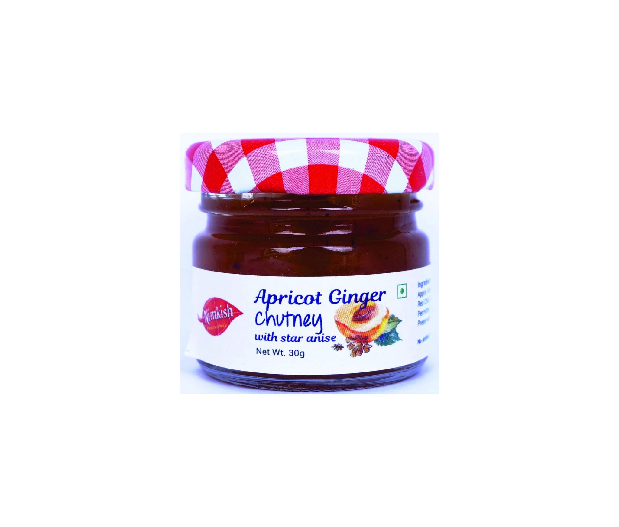 Nimkish Apricot Ginger Chutney, 30g Pack of 2