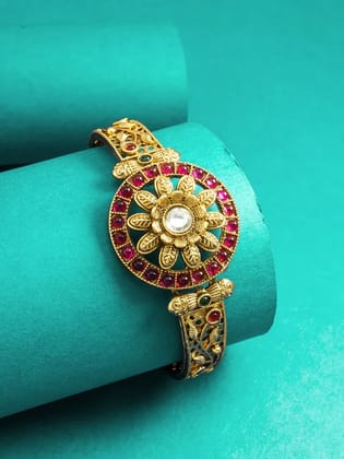 Gold Plated Antique Design Freesize Bracelet for Women