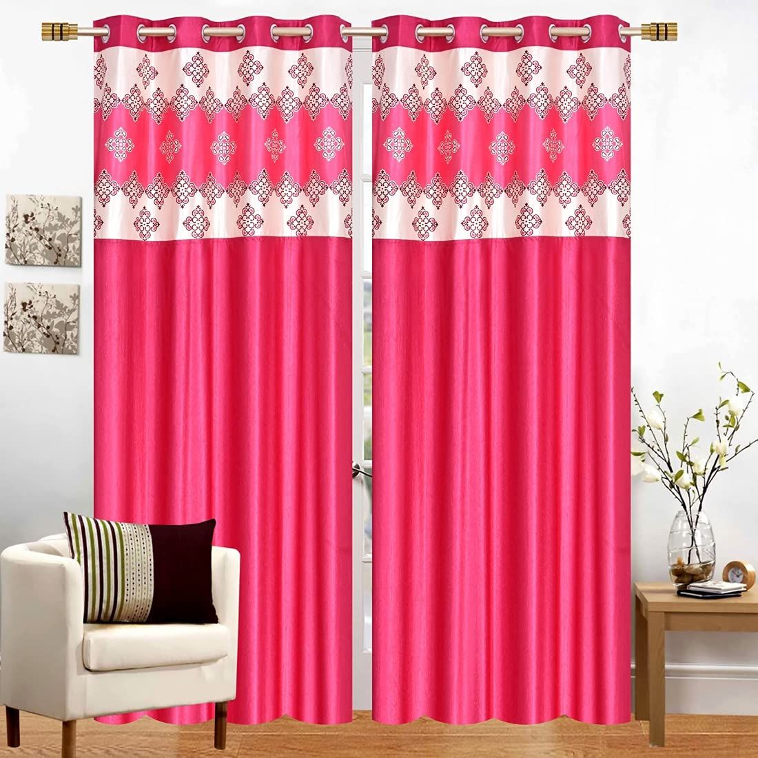 Long Crush Patch Curtain BABY PINK ABSTRACT PATCH