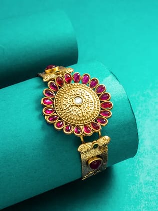 Gold Plated Antique Design Freesize Bracelet for Women